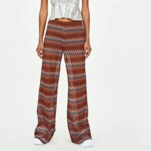 Zara Orange Chevron Pants